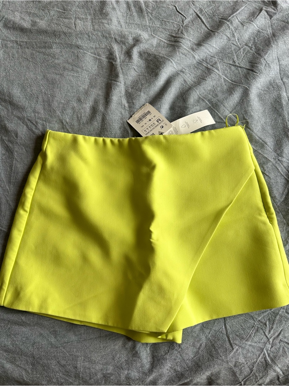 Zara Neon Yellow Skort Shorts